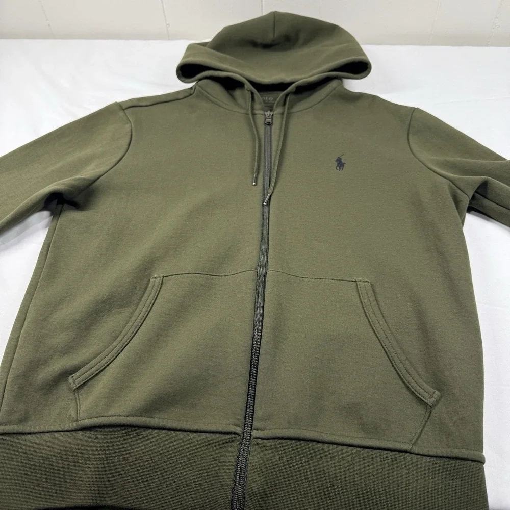 Polo Ralph Lauren Double-Knit Full-Zip Hoodie Sweatshirt Men's M Olive Jacket